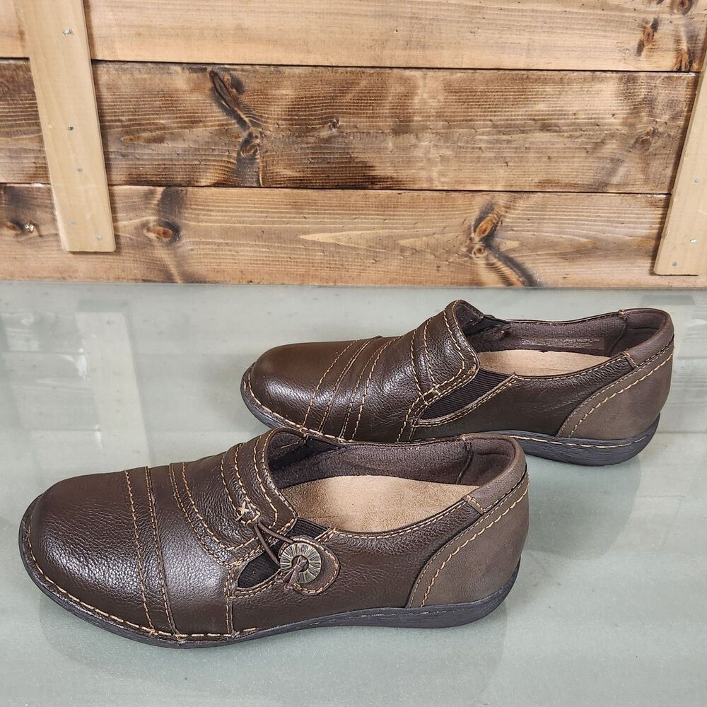 Earth Origins Brown Leather Slip On Comfort Shoes Womens Size 7M Casual - Picture 6 of 12